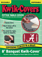 Collegiate Kwik-Covers Rectangle Plastic Table Covers, Bundle Of 2 (University Of Alabama, 8')