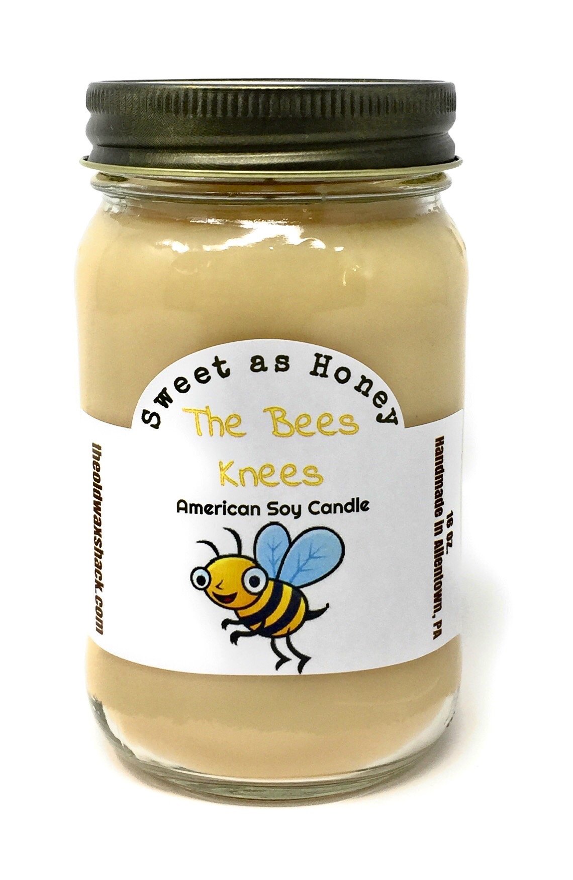The Old Wax Shack The Bees Knees, (Honey Vanilla) Soy Candle - 16 Oz. Mason Jar