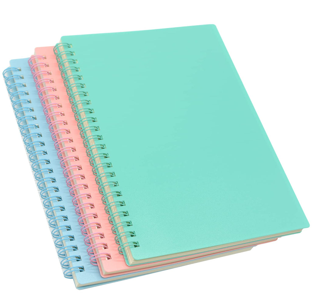 Yansanido Spiral Notebook, 3 Pcs A5 Thick Plastic Hardcover 8Mm Ruled 3 Color 80 Sheets -160 Pages Journals For Study And Notes