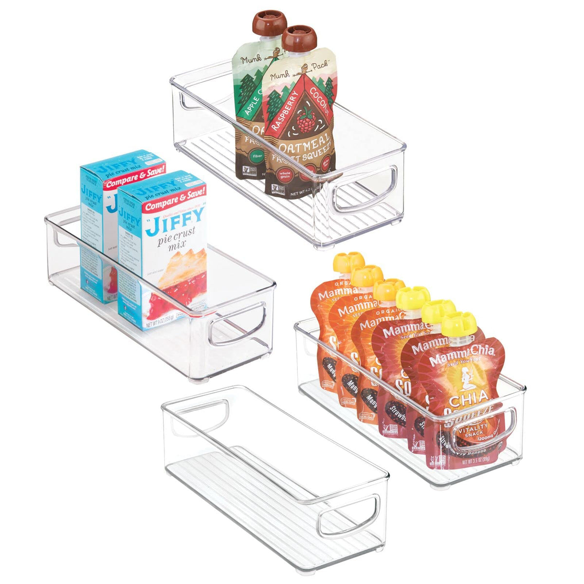 mDesign Plastic Stackable Small Organizing Bin Kitchen Pantry Cabinet, Refrigerator, Freezer Food Organization Storage Bins with
