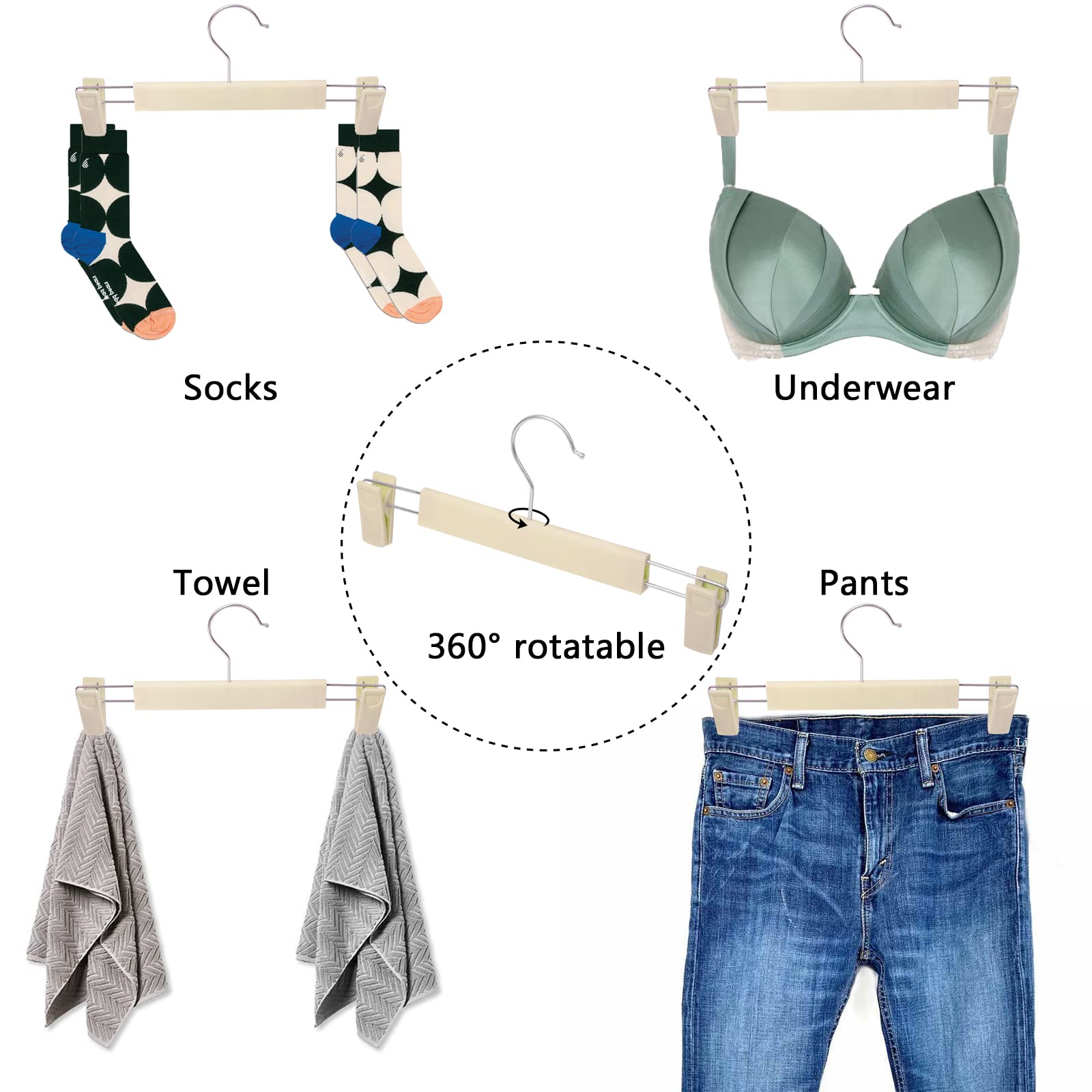 Pants Hangers With Clips Skirt Hangers For Women Plastic Clip Hangers For Pants Clothes Hangers (50Pack, Khaki)