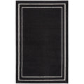 Nourison Essentials Indoor/Outdoor Solid Bordered Black Ivory 3' X 5' Area Rug, Easy Cleaning, Non Shedding, Bed Room, Living Ro