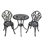 Jardin De Centennial Patio Bistro Set.Rust-Resistant Cast Aluminum Bistro Table Set With Umbrella Hole For Backyard (Tulip Copper)