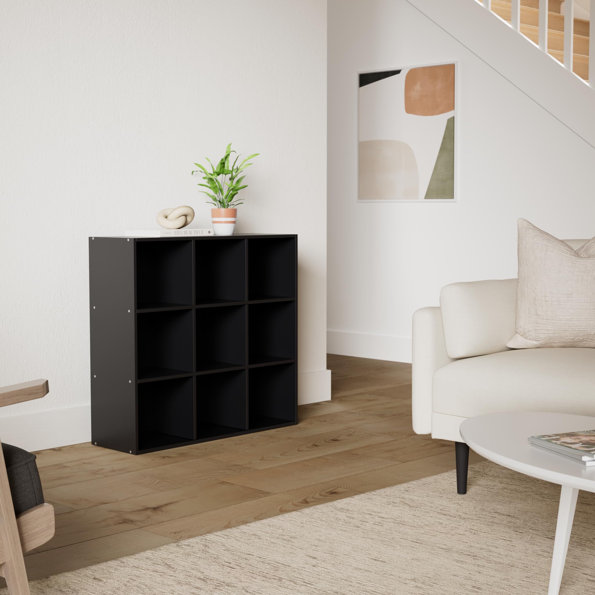 Best Choice Products 9-Cube Storage Organizer, 11In Shelf Opening, Bookcase, Display Shelf, Customizable W/ 3 Removable Back Panels - Black