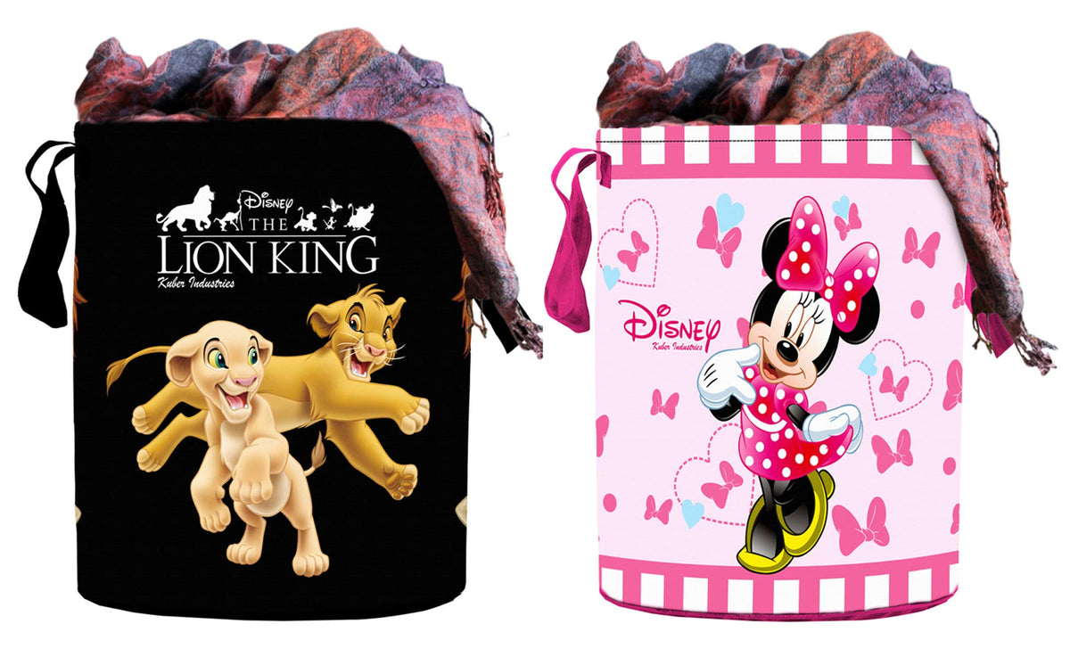 Kuber Industries Disney Minnie Lion King Print Non Woven Fabric Foldable Laundry Basket, Toy Storage Basket, Cloth Storage Baske