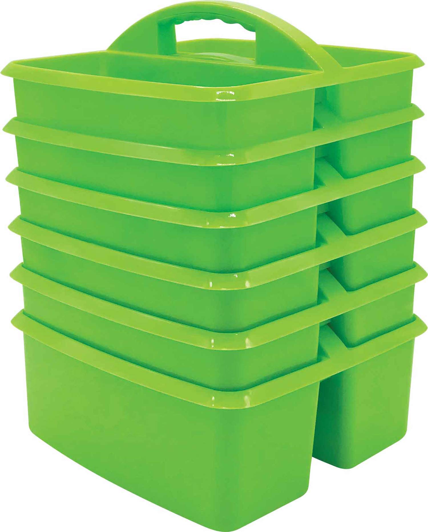 Teacher Created Resources Lime Portable Plastic Storage Caddy 6-Pack For Classrooms, Kids Room, And Office Organization, 3 Compa
