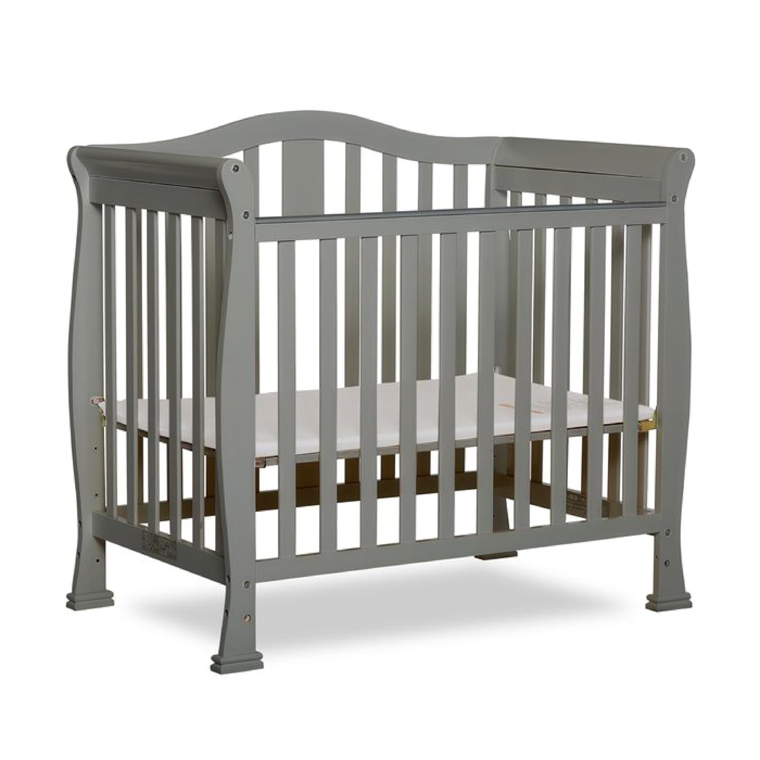 Dream On Me Addison 4-in-1 Convertible Mini Crib in Cool Grey, Greenguard Gold Certified, Non-Toxic Finishes, Built of New Zeala