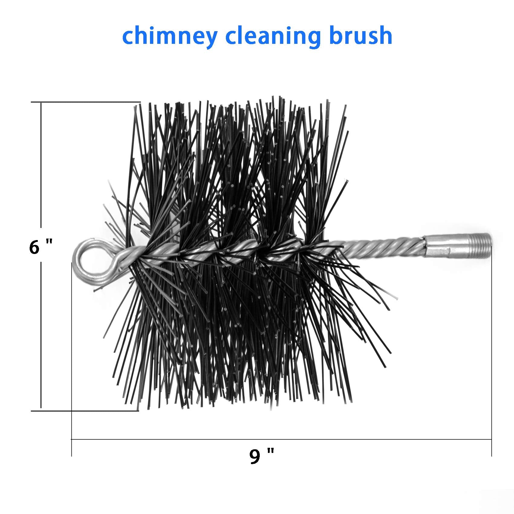 Stanbroil 6 Inch Round Chimney Cleaning Brush With 1/4' Npt Fitting For Insulated Chimneys, Stainless Steel Or Metal Stove Pipe