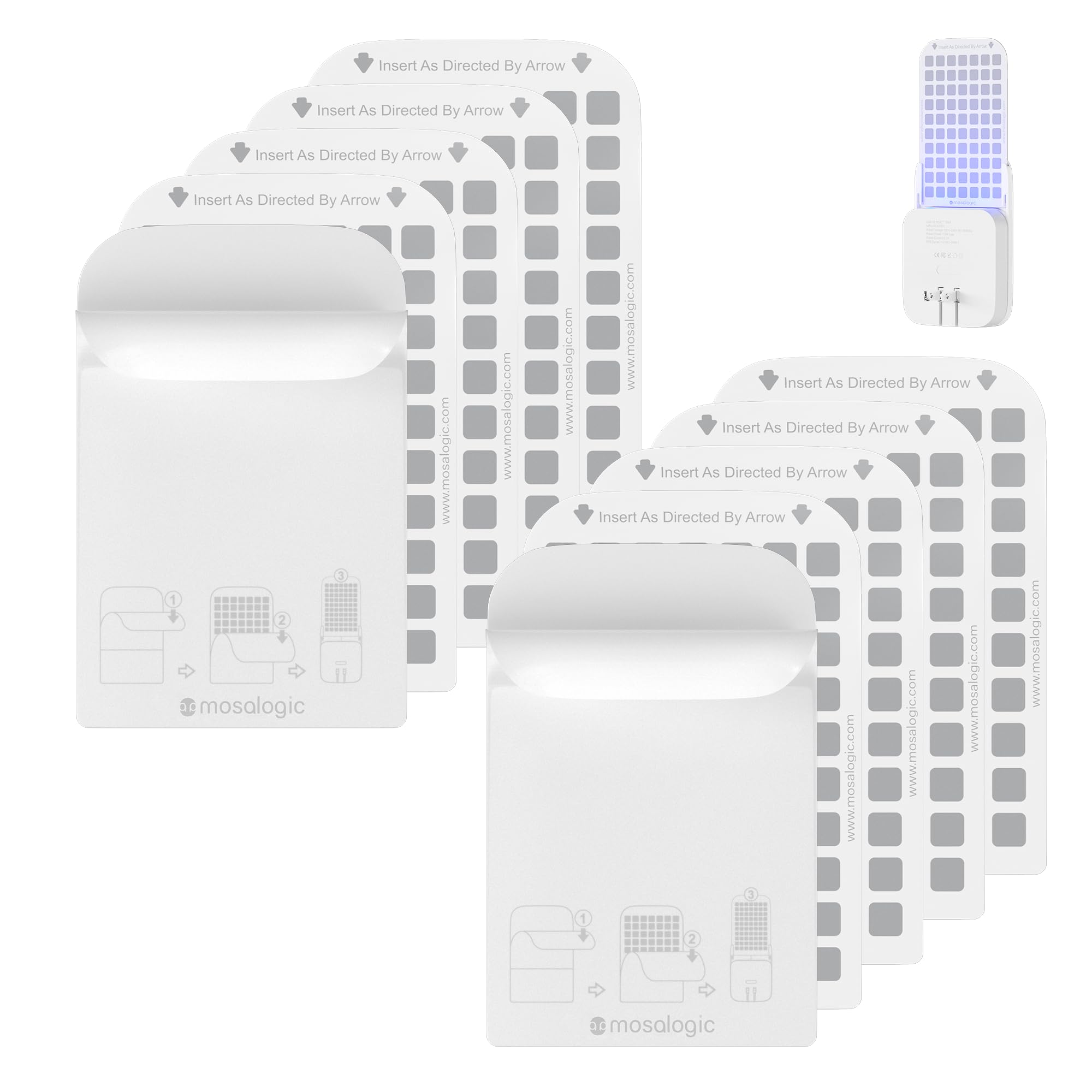 Mosalogic Indoor Fly Trap Refill Glue Cards, Double Sided Sticky Cards Replacement For Uvla1001 Fly Insect Trap - 10Pack