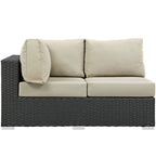 Modway EEI-1858-CHC-BEI Sojourn Wicker Rattan Outdoor Patio Sunbrella Fabric Left-Arm Loveseat in Canvas Antique Beige