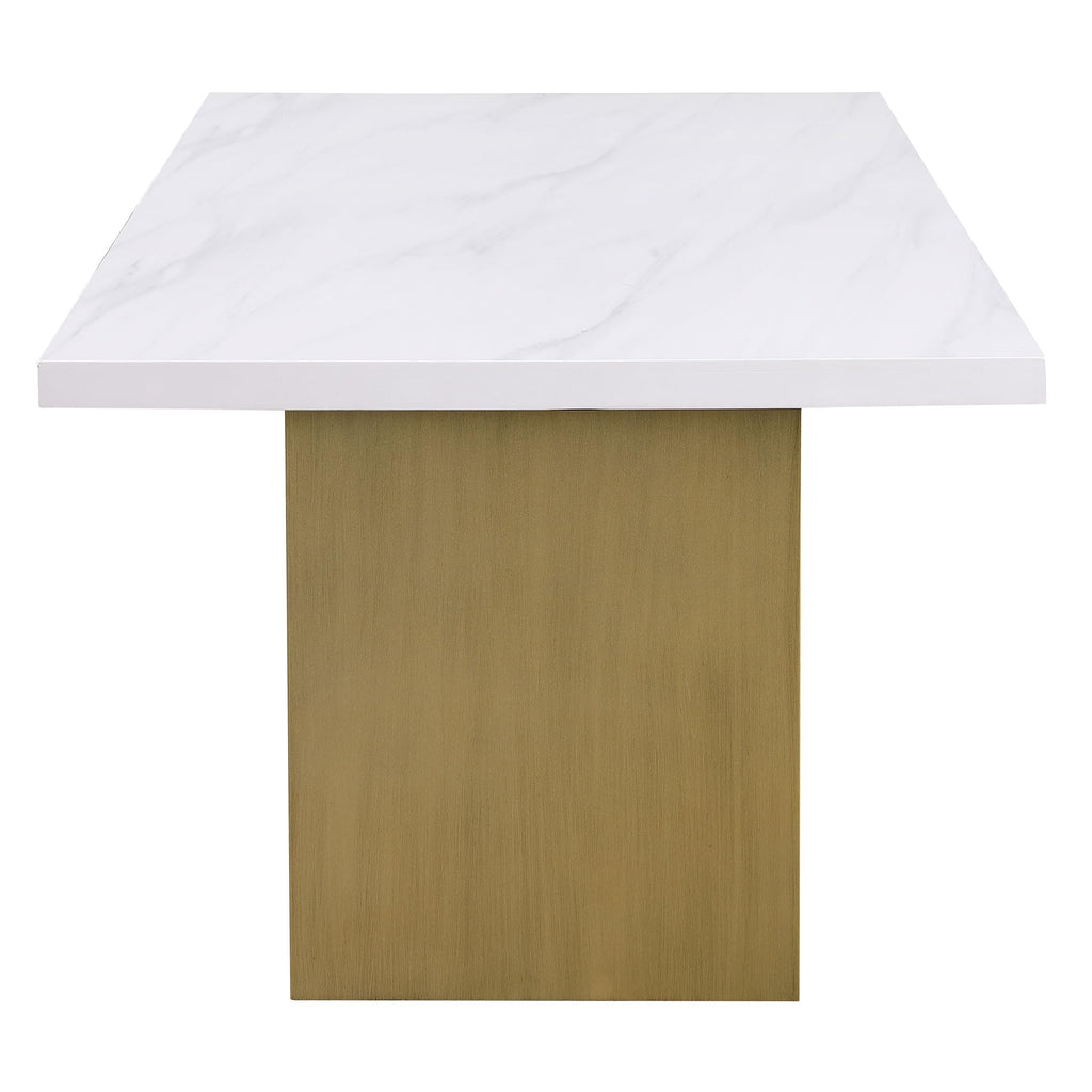 Coaster Home Furnishings Carla Rectangular Dining Table with Cultured Carrara Marble Top White and Gold
