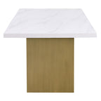 Coaster Home Furnishings Carla Rectangular Dining Table with Cultured Carrara Marble Top White and Gold