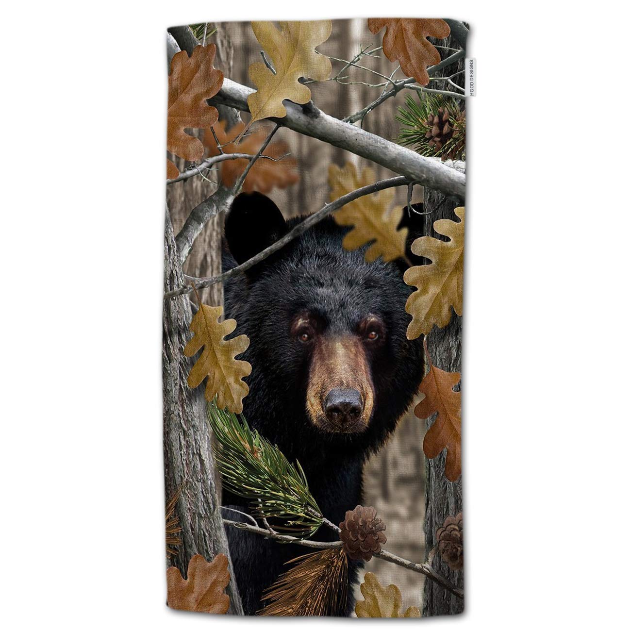 HGOD DESIGNS Bear Hand Towels,Black Bear Family in Autumn Cotton Soft Bath Hand Towels for Bathroom Kitchen Hotel Spa Hand Towel