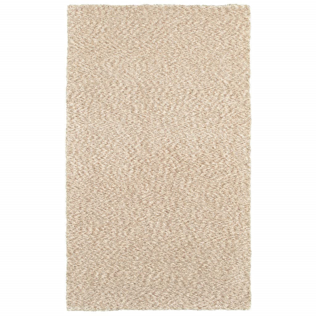 HomeRoots Polyester 7’ x 10’ Modern Soft Tan Indoor Area Rug