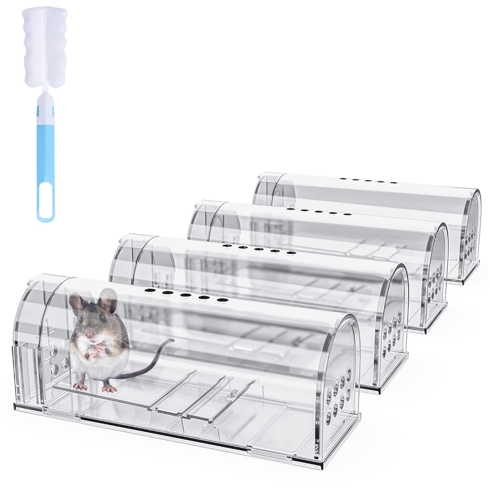 4 Pcs Humane Mouse Traps No Kill, Live Mouse Traps Indoor For Home, Reusable Mice Small Rat Trap Catcher For House & Outdoors