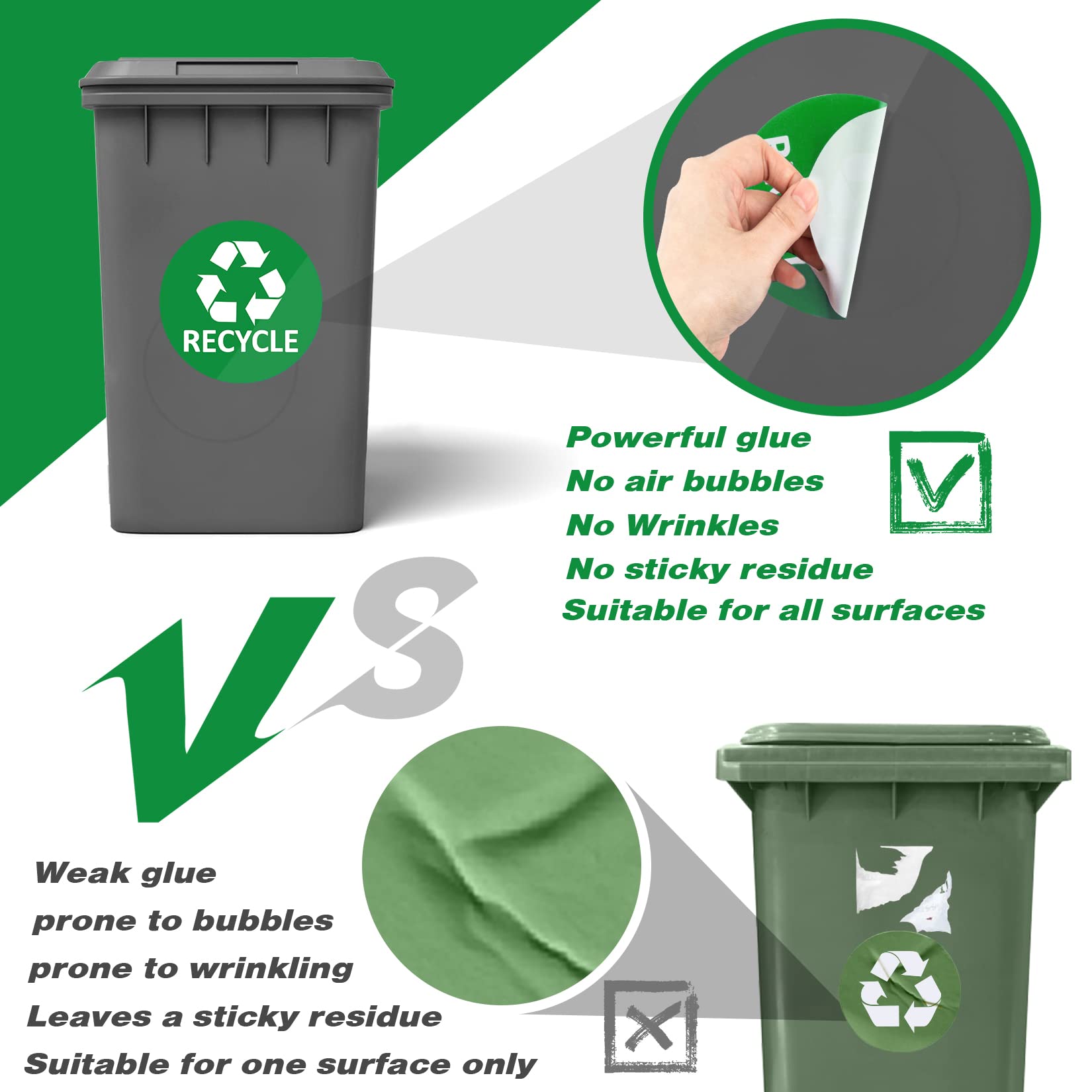 Sukh 6 Pack Recycle Sticker For Trash Can Large Sign Garbage Recycling Sticker Reuse Recycle Vinyl Perfect For Kitchen Necessity