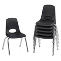 Factory Direct Partners 10364-BK 14 School Stack Chair, Stacking Student Seat with Chromed Steel Legs and Nylon Swivel Glides fo