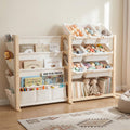 Fodoss Book Shelf for Kids Rooms  Toy Storage Organizer with Bookshelf, Solid Wood Kids Bookshelf with 7 Bins, Side Storage Poc