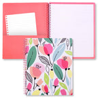 Steel Mill & Co Cute Large Spiral Notebook College Ruled, 11' X 9.5' With Durable Hardcover And 160 Lined Pages, Pink Poppy