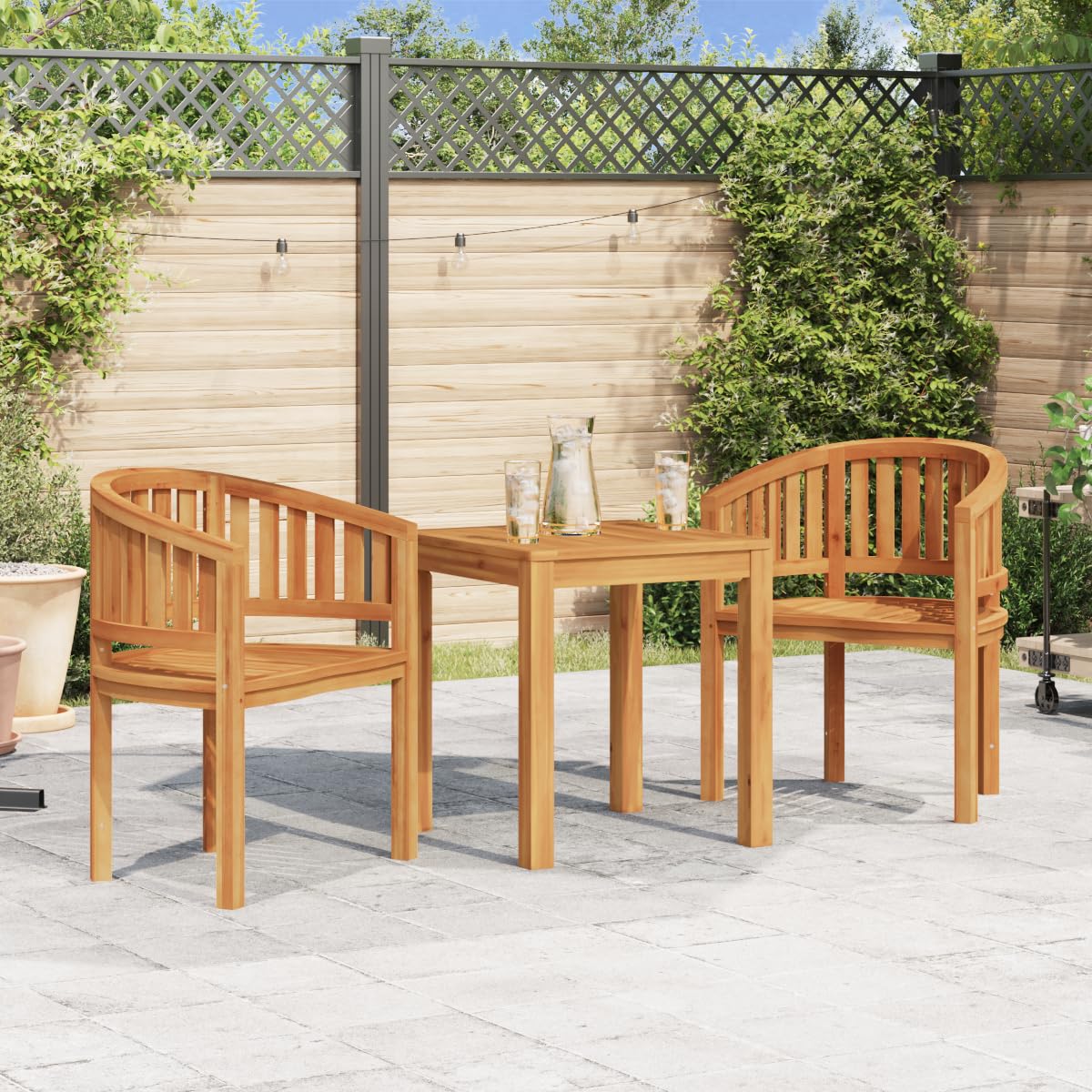 vidaXL Banana Chair, Outdoor Wooden Seats for Garden Patio Deck Dining, Weather-Resistant Solid Teak Wood, Customizable Finish, Easy Assembly & Maintenance