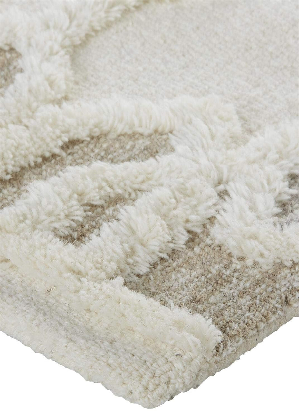 HomeRoots 512806 10 x 14 ft. Ivory Tan & Silver Wool Geometric Hand Tufted Handmade Stain Resistant Rectangle Area Rug