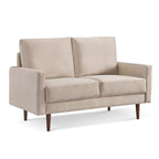American Furniture Classics Beige 57 Inch Wide Upholstered Two Cushion Loveseat with Square Arms Velvet, 57" x 32" x 37"