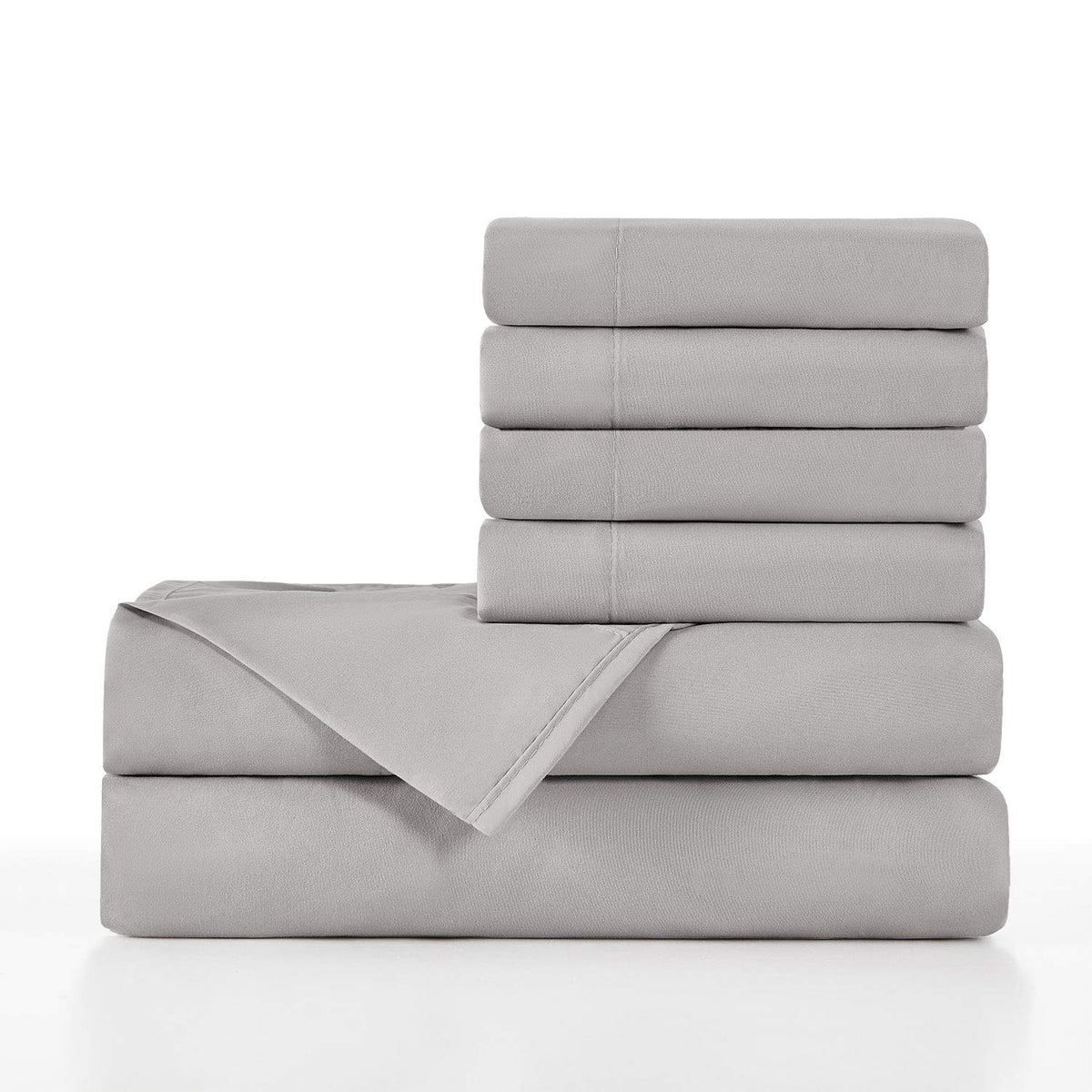 Basic Choice Standard 100 By Oeko-Tex, Luxury Soft 2000 Series Bed Linen Set, Gray, 4 Pieces, Twin