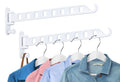 SKIKEN White Laundry Clothes Hanger Rack with 8 Holes, Wall Mount Laundry Room Hanger Swing Arm, 180Rotation, Folding Wall Hange