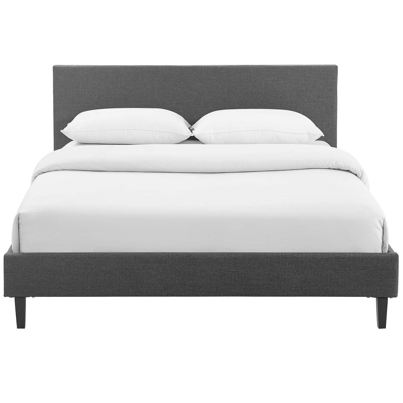 Modway Anya Upholstered Gray Full Platform Bed With Wood Slat Support