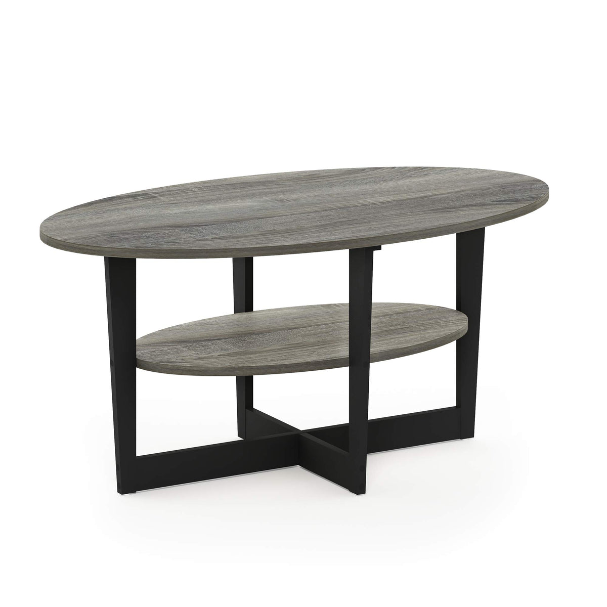 Furinno Coffee Table, 1-Pack, French Oak Grey/Black