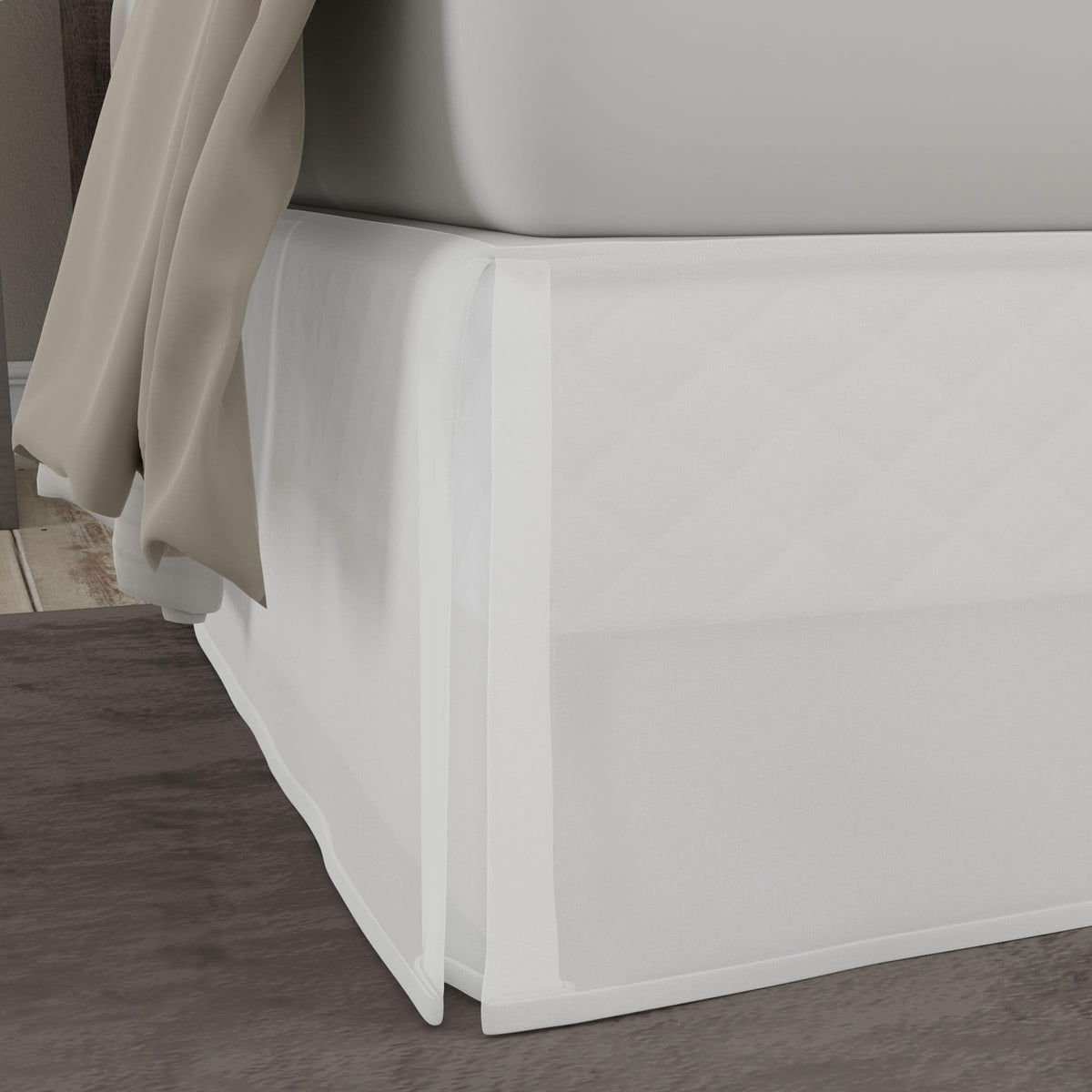 Today’S Home - Toh25014Whit05 Microfiber Classic Tailored Styling Bed Skirt Dust Ruffle, California King, White