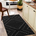 LIVEBOX Boho Black Rug for Kitchen,3 x 5 Washable Area Rug for Entryway,Moroccan Cotton Throw Rugs Morden Indoor Carpet Door M