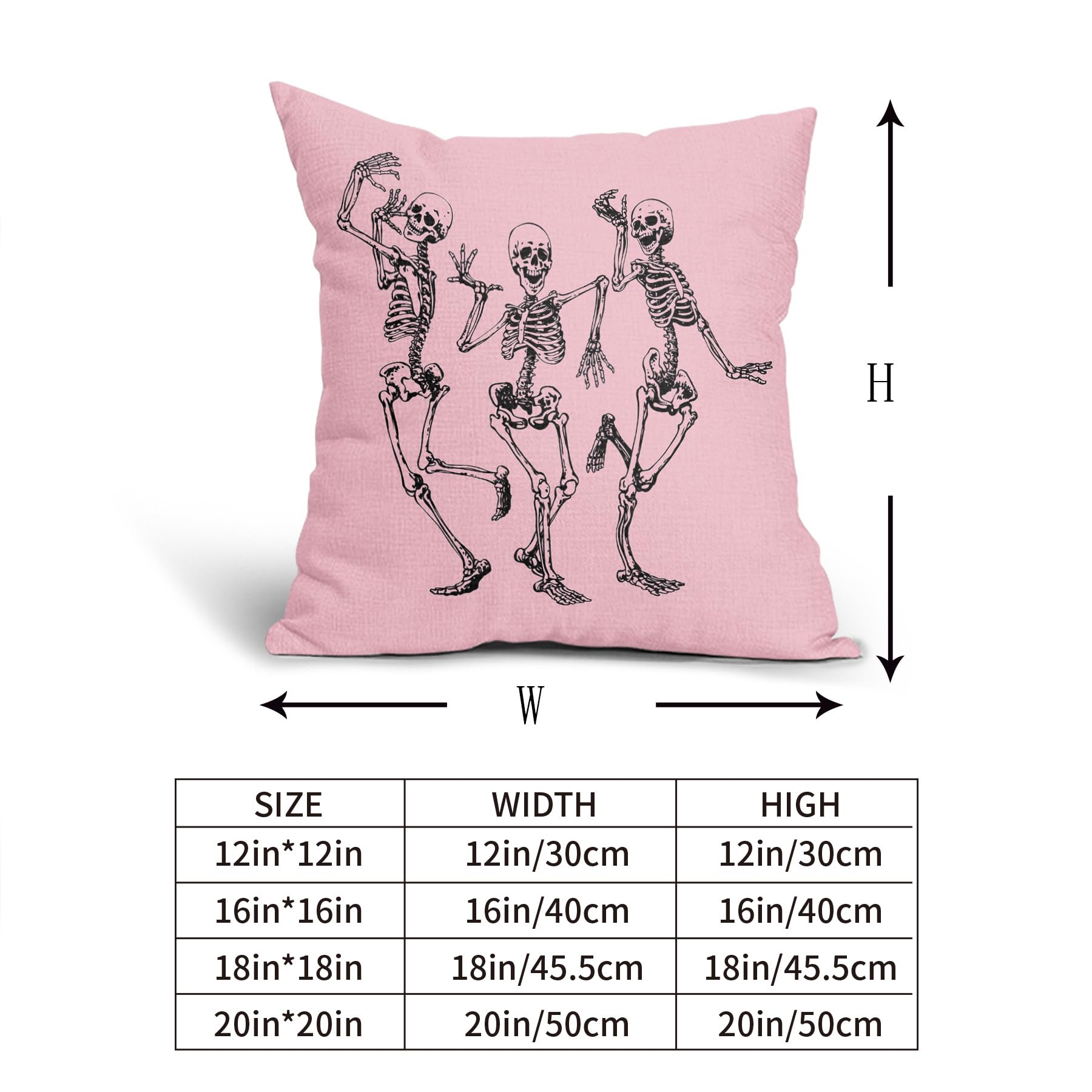 Halloween Skull Pillow Covers 16X16 In Set Of 2 Cute Funny Skeleton Decorative Pillow Cases Vintage Pink Pillow Covers Cotton Li