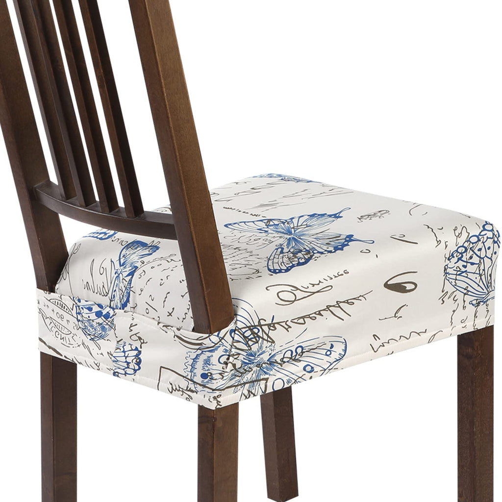 Searchi Stretch Dining Chair Seat Covers Set Of 6, Soft Removable Washable Seat Covers For Dining Chairs, Dining Room Seat Cover Protector (Rear-Covered, Butterfly)