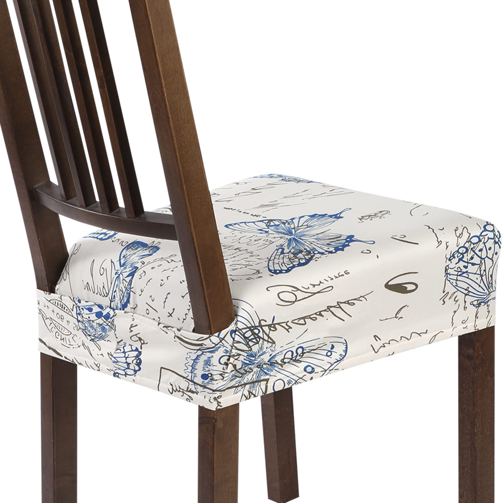 Searchi Stretch Dining Chair Seat Covers Set Of 6, Soft Removable Washable Seat Covers For Dining Chairs, Dining Room Seat Cover Protector (Rear-Covered, Butterfly)