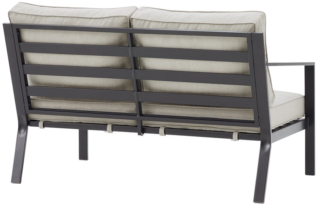 Crosley Furniture Clark Outdoor Sectional Left Side Loveseat, 2-Person Patio Couch for Deck, Backyard, Matte Black with Taupe Cushions