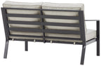 Crosley Furniture Clark Outdoor Sectional Left Side Loveseat, 2-Person Patio Couch for Deck, Backyard, Matte Black with Taupe Cushions