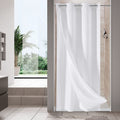 MitoVilla White Waffle Small Stall Shower Curtain 36 x 74, No Hooks Required Half Size Narrow Fabric Shower Curtain Set with Sna