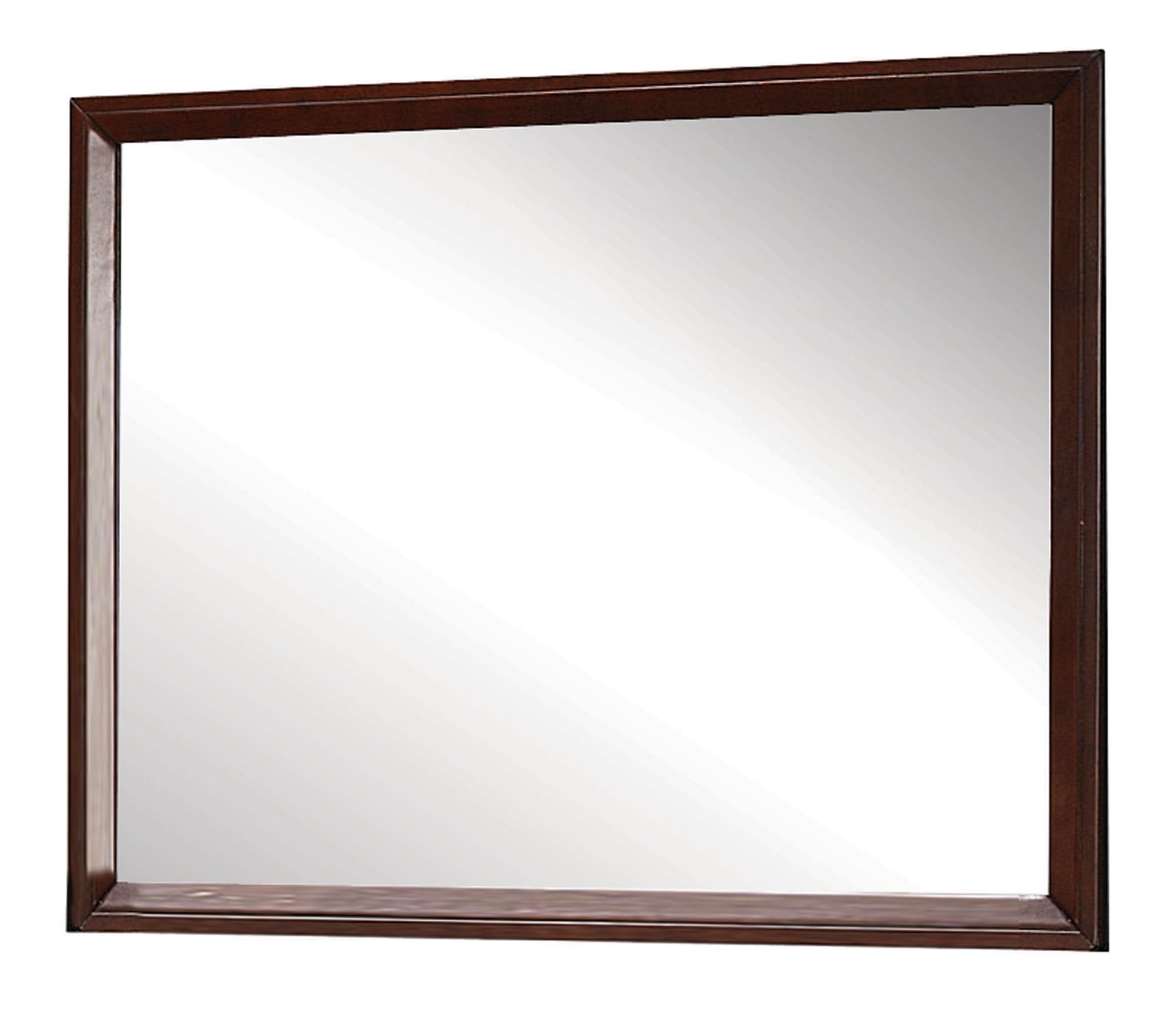 Acme Ilana Rectangular Wooden Mirror In Brown Cherry