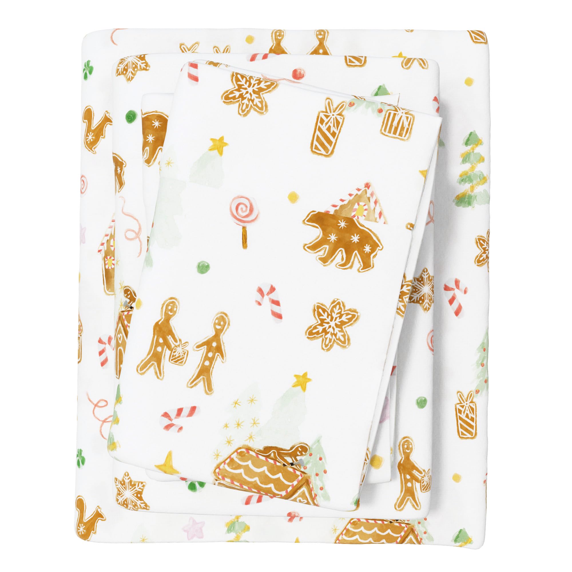Great Bay Home Christmas Flannel Sheets Queen Size - 100% Turkish Cotton, Double-Brushed, Kids Christmas Bed Sheet Set - Ultra-