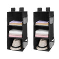 MAX Houser 3-Shelf Hanging Closet Organizers, Collapsible Closet Hanging Shelves for Camper, Nursery Hanging Organizers, Black, 