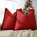 Zwjd Christmas Pillow Covers 24X24 Set Of 2 Christmas Throw Pillow Covers With Fringe Chic Cotton Christmas Decorative Pillows S