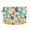 ZRCAIFUGIY Paw Print Round Storage Basket Collapsible with Handle