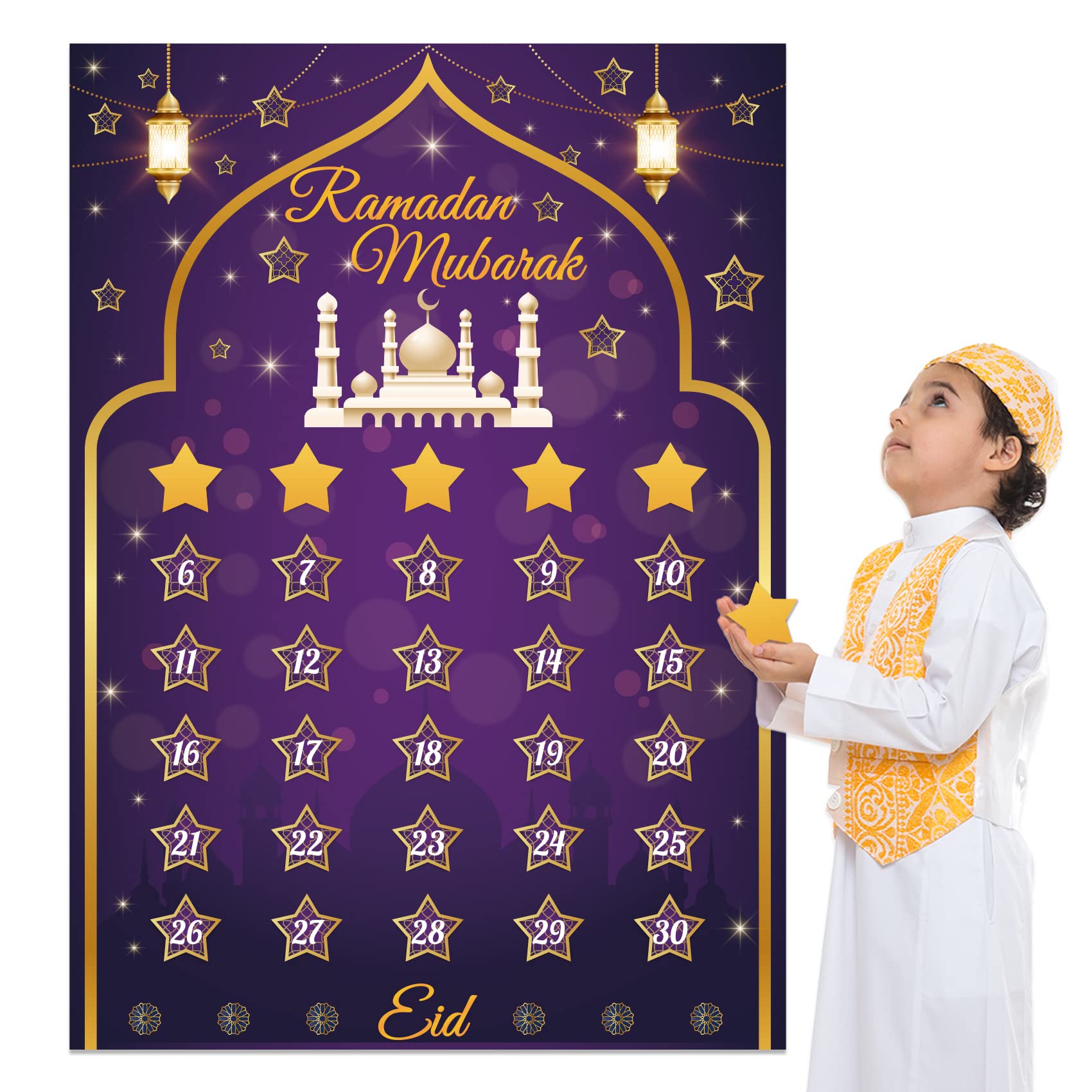 Ramadan Calendar 2024 Ramadan Decorations for Home Eid Activities for Kids Reusable Ramadan Decor Eid Mubarak Poster Ramadan Adv