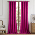 Bulbul Living Room Velvet Window Curtains 108 Inch Length- 2 Panels Hot Pink Blackout Window Drapes Curtains Thermal Insulated R