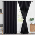 Hiasan Black Blackout Curtains 84 inches Long 2 Panels, Thermal Insulated Window Treatment Sewn with Tiebacks, Back Tab & Rod Po