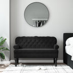 vidaXL 47 W Small Loveseat, Velvet Chesterfield Sofa with Button Tufting & Rolled Armrests for Small Spaces, 2 Seater Couch for Living Room & Bedroom, Black
