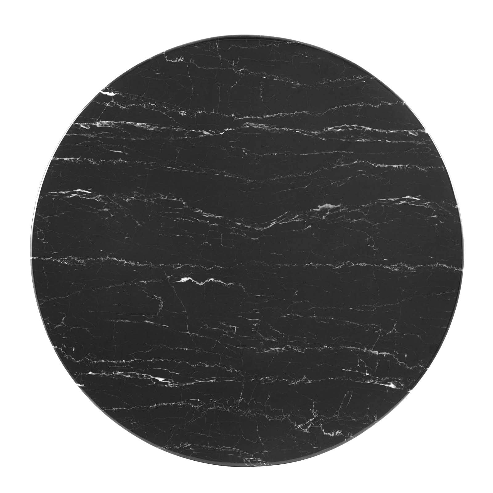 Modway Tupelo Round Artificial Marble 40&quot; Dining Table in Gold Black