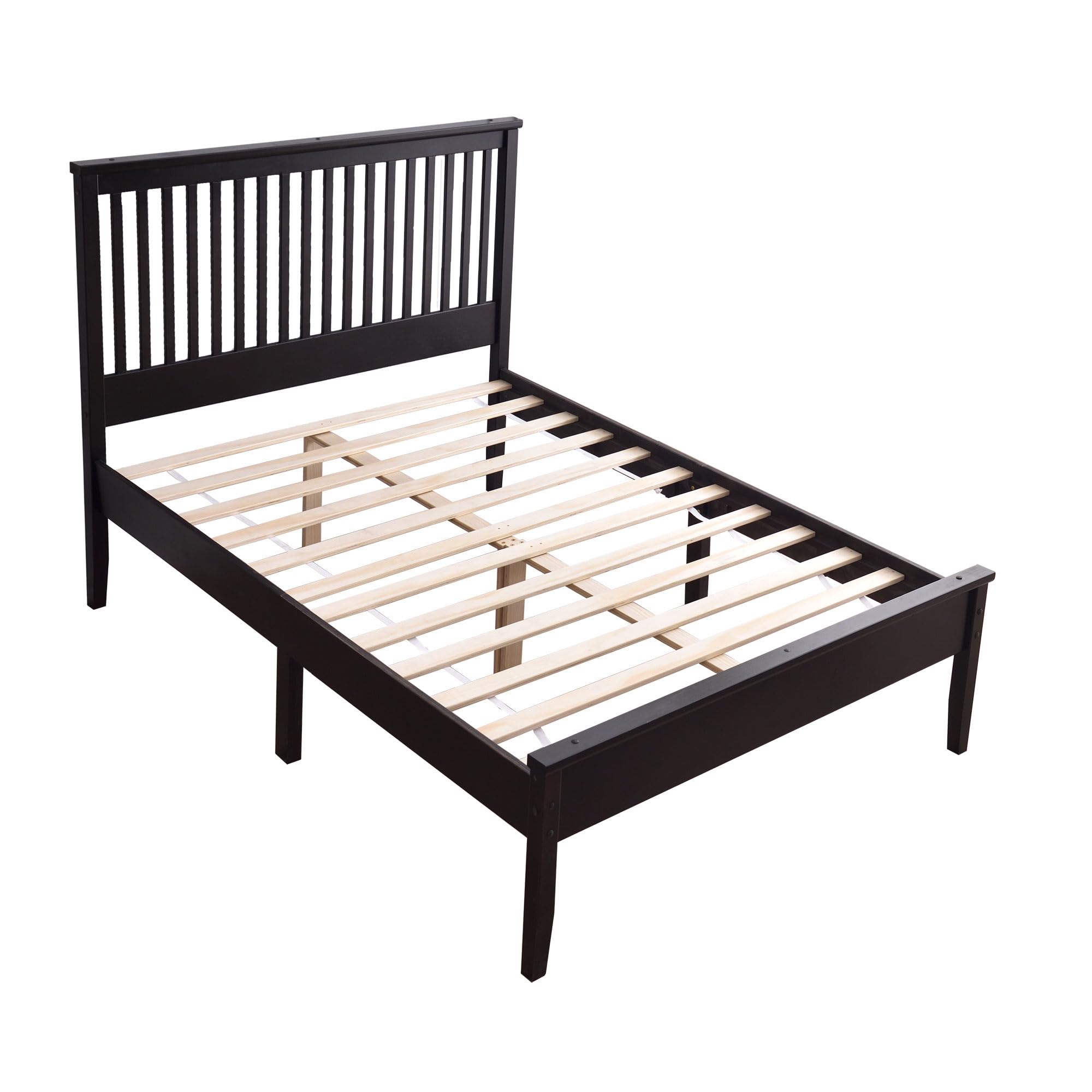 Woodpeckers Furniture And Mattress Solid Pine Wood Bed (Black, Queen)