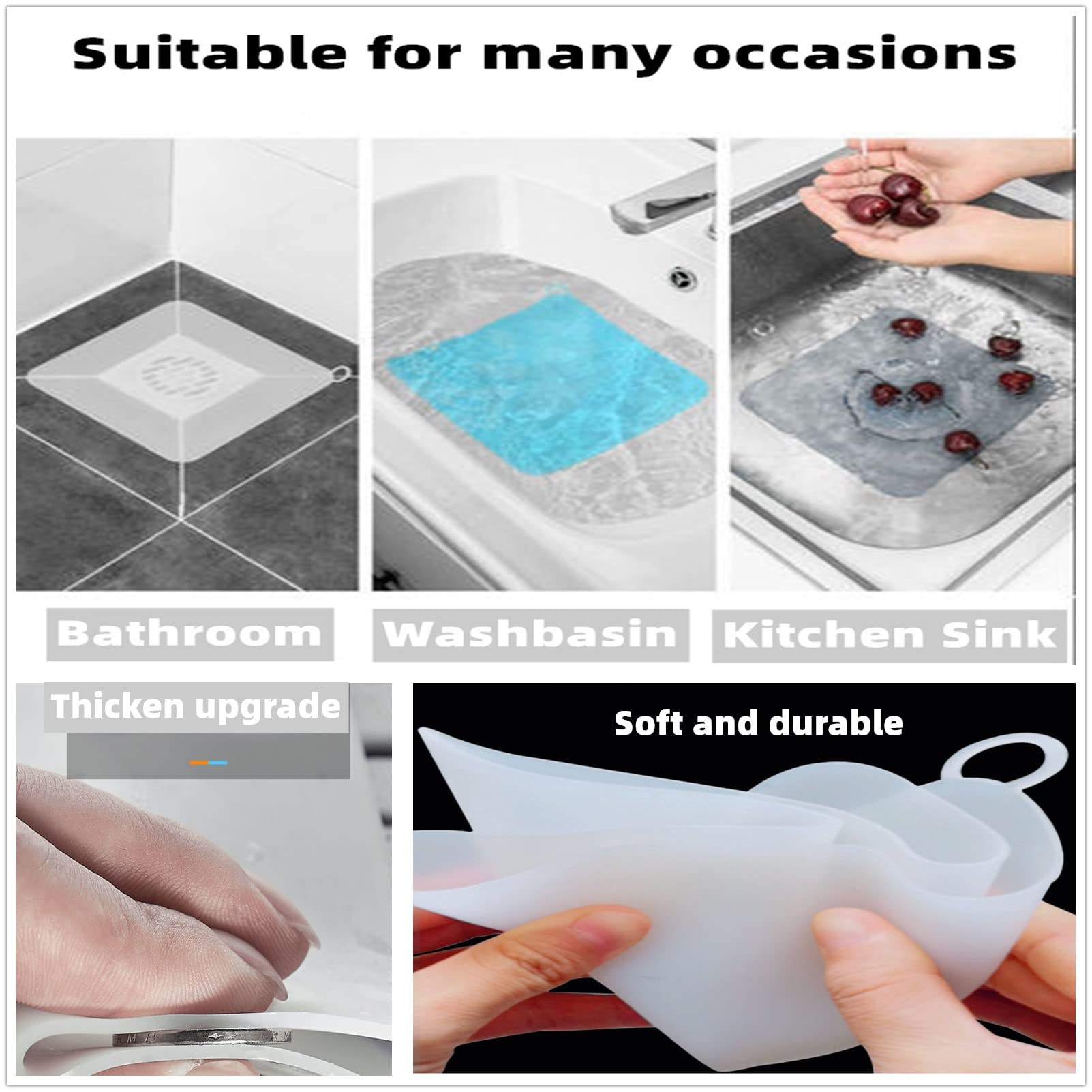 Maoyong Tub Stopper Silicone Floor Drain Anti-Odor Mat, Silica Gel Drain Plugs, Anti-Odor Deodorizing Cover, Kitchen Seal, Sewer